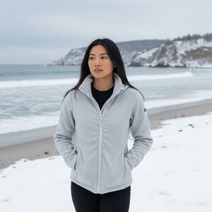 Bench Light Gray Women's Full-Zip Teddy Jacket